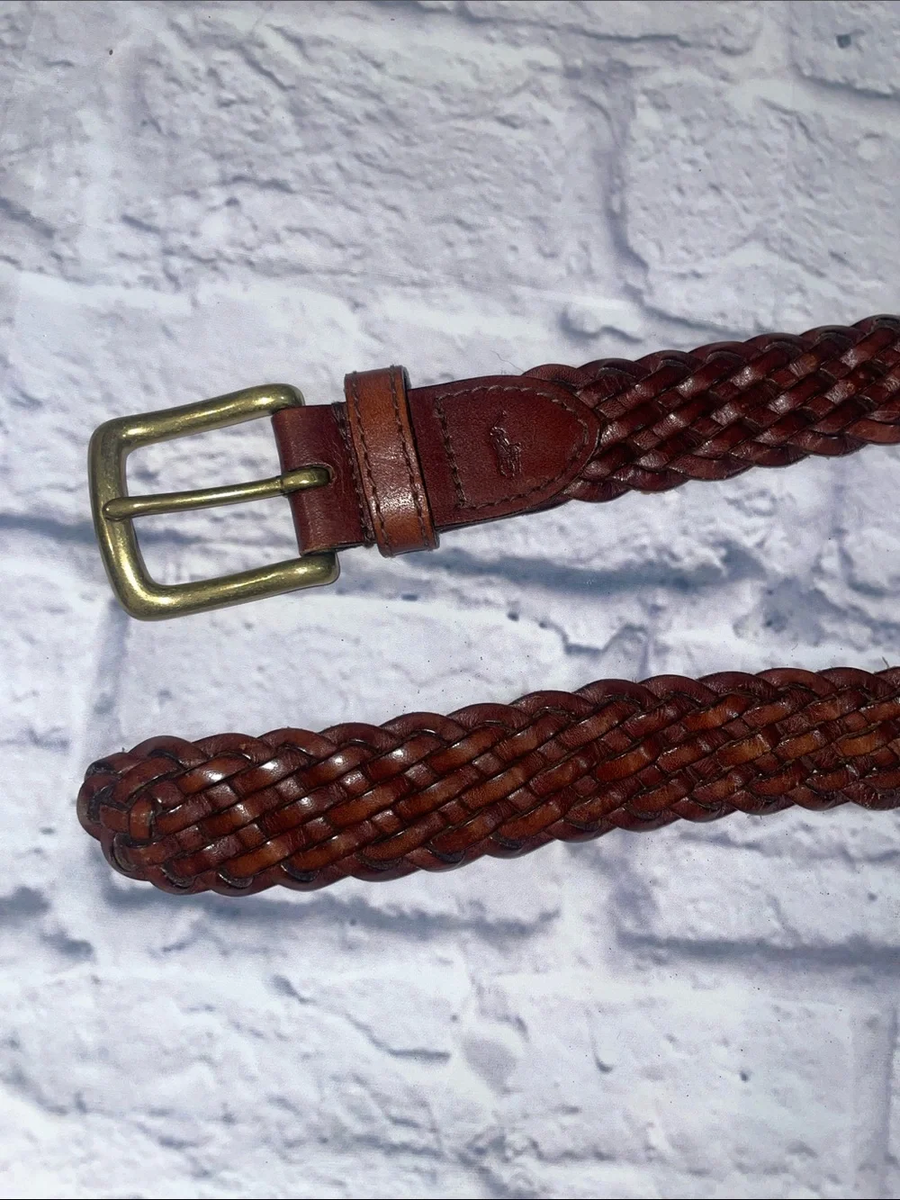 Polo by Ralph Lauren Braided Leather Belt - Chestnut Brown